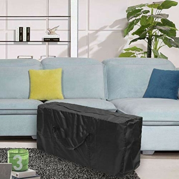 Aufbewahrungstasche Gartenauflagen, Gartenpolster Auflagentasche Wasserabweisend Oxford Schutzhülle für Auflagen Gartenmöbel Kissen Weihnachtsbaume mit Tragegriff, Schwarz (122 x 39 x 55 cm) - 5
