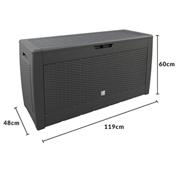 Casaria® Auflagenbox Wetterfest Haltegriffe UV-beständig Rollen 310L Garten Terrasse Balkon Truhe Gartenbox 119x48x60cm Rattan-Optik Anthrazit - 6