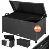 Casaria® Gartenbox XXL Auflagenbox mit Rollen 420L Stauraum Wasserdicht UV-beständig Gasdruckfeder 122x56x61cm Garten Balkon Aufbewahrungsbox Schwarz - 1