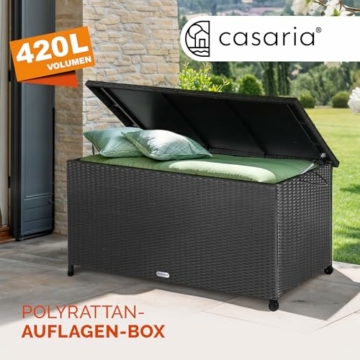 Casaria® Gartenbox XXL Auflagenbox mit Rollen 420L Stauraum Wasserdicht UV-beständig Gasdruckfeder 122x56x61cm Garten Balkon Aufbewahrungsbox Schwarz - 3