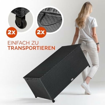 Casaria® Gartenbox XXL Auflagenbox mit Rollen 420L Stauraum Wasserdicht UV-beständig Gasdruckfeder 122x56x61cm Garten Balkon Aufbewahrungsbox Schwarz - 8