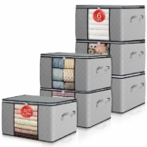 GoMaihe 6 Stück 90L Aufbewahrungstasche Groß Aufbewahrungsbox mit Deckel Verstärkte Griffe nicht leicht zu reißen, für Kleidung Bettdecken Kissen Aufbewahrung Boxen, Umzugskartons mit Fenster Faltbare - 1