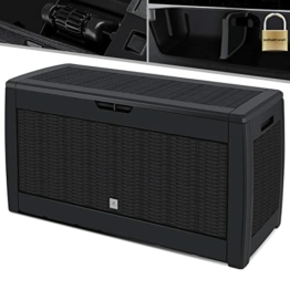 KESSER® Auflagenbox Kissenbox 310 Liter mit Rollen klappbarer Deckel Haltegriffe Rattanoptik Gartenbox, Anthrazit - 1