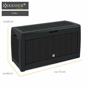 KESSER® Auflagenbox Kissenbox 310 Liter mit Rollen klappbarer Deckel Haltegriffe Rattanoptik Gartenbox, Anthrazit - 9