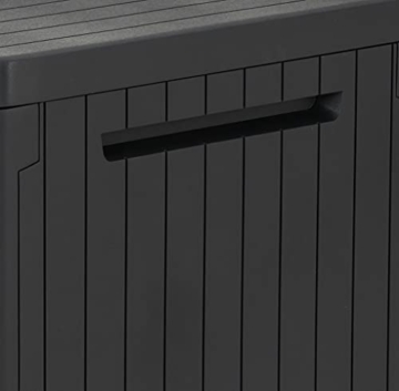 Keter City Box, Aufbewahrungsbox, dunkelgrau, Inhalt: 113L, Maße: HxTxB 55x44x57,8cm, ideal für Balkon und kleine Flächen, Holzoptik - 4