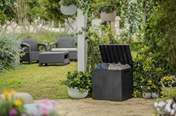 Keter City Box, Aufbewahrungsbox, dunkelgrau, Inhalt: 113L, Maße: HxTxB 55x44x57,8cm, ideal für Balkon und kleine Flächen, Holzoptik - 5