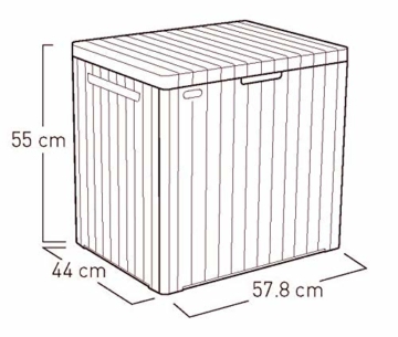 Keter City Box, Aufbewahrungsbox, dunkelgrau, Inhalt: 113L, Maße: HxTxB 55x44x57,8cm, ideal für Balkon und kleine Flächen, Holzoptik - 6