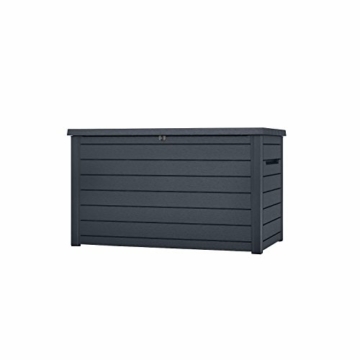 Koll Living Auflagenbox/Kissenbox Goliath XXL 870 Liter Farbe : Graphit l 100% Wasserdicht l mit Belüftung dadurch kein übler Geruch/Schimmel l Moderne Holzoptik l Deckel belastbar bis 50 KG - 3