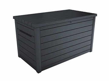 Koll Living Auflagenbox/Kissenbox Goliath XXL 870 Liter Farbe : Graphit l 100% Wasserdicht l mit Belüftung dadurch kein übler Geruch/Schimmel l Moderne Holzoptik l Deckel belastbar bis 50 KG - 1