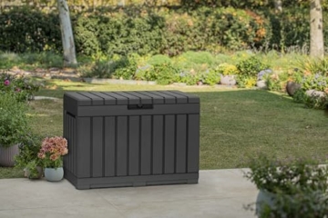 Koll Living Gartenbox, 190 Liter Stauraum, anthrazit - kompakte Aufbewahrungsbox mit viel Platz für Sitzauflagen, Gartengeräte oder Kinderspielzeug - hält den Inhalt trocken & gut belüftet - 3