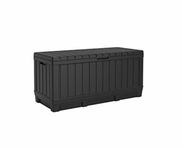 Koll Living Gartenbox, 350 Liter Stauraum, anthrazit - kompakte Aufbewahrungsbox mit viel Platz für Sitzauflagen, Gartengeräte oder Kinderspielzeug - hält den Inhalt trocken & gut belüftet - 1