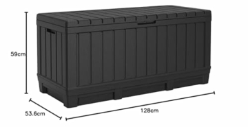 Koll Living Gartenbox, 350 Liter Stauraum, anthrazit - kompakte Aufbewahrungsbox mit viel Platz für Sitzauflagen, Gartengeräte oder Kinderspielzeug - hält den Inhalt trocken & gut belüftet - 5
