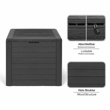 Kreher Kompakte Kissenbox/Aufbewahrungsbox in Anthrazit mit 140 Liter Volumen. Robust, abwaschbar und einfach im Aufbau! - 3