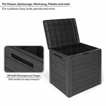 Kreher Kompakte Kissenbox/Aufbewahrungsbox in Anthrazit mit 140 Liter Volumen. Robust, abwaschbar und einfach im Aufbau! - 4