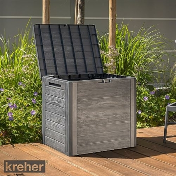 Kreher Kompakte Kissenbox/Aufbewahrungsbox in Anthrazit mit 140 Liter Volumen. Robust, abwaschbar und einfach im Aufbau! - 6