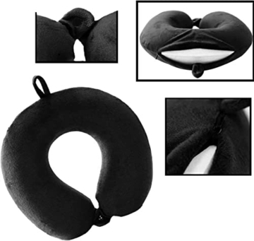 life hall Reisekissen - Memory Foam Nackenkissen Stützkissen,luxuriöses kompaktes und leichtes Quick Pack für Camping,Schlafrestkissen (Schwarz) - 2