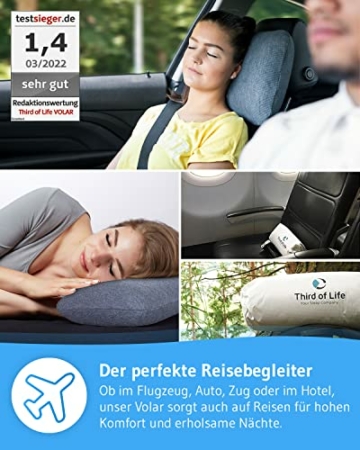 Reisekissen VOLAR QuickDry, Nackenkissen aus Memory-Foam, Orthopädisches HWS Nacken-Stützkissen für Flugzeug, Auto-Reisen, Kleines Kopfkissen mit Schnelltrocknendem Thermo-Bezug, Camping-Kissen 40x25 - 3