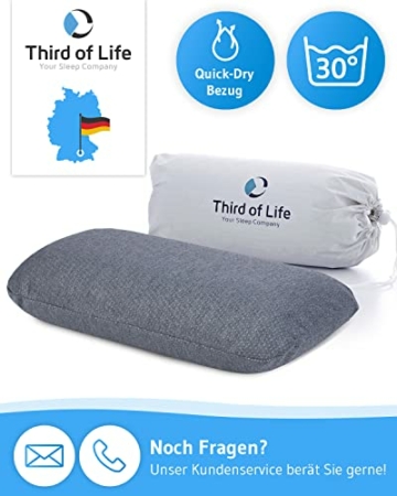 Reisekissen VOLAR QuickDry, Nackenkissen aus Memory-Foam, Orthopädisches HWS Nacken-Stützkissen für Flugzeug, Auto-Reisen, Kleines Kopfkissen mit Schnelltrocknendem Thermo-Bezug, Camping-Kissen 40x25 - 7